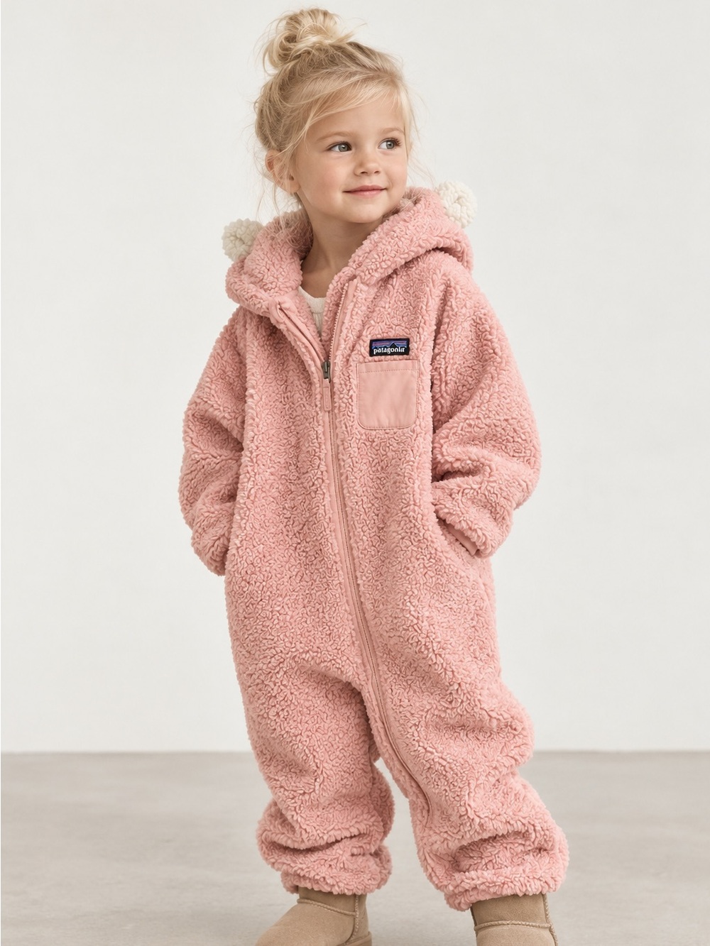 Patagonia furry friends fleece bunting coverall 5T pink